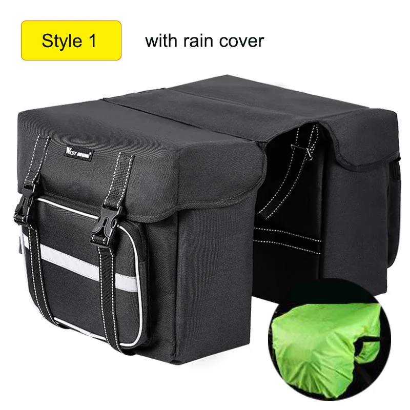 Style 1 Black with rain cover Горная дорога велосипед багажник мешок Светоотражающая полоса Велоспорт Задняя стойка хвост седельная корзина багаж Перевозчик с дождевой крышкой XA235D - Цвет: Style 1 Black with rain cover