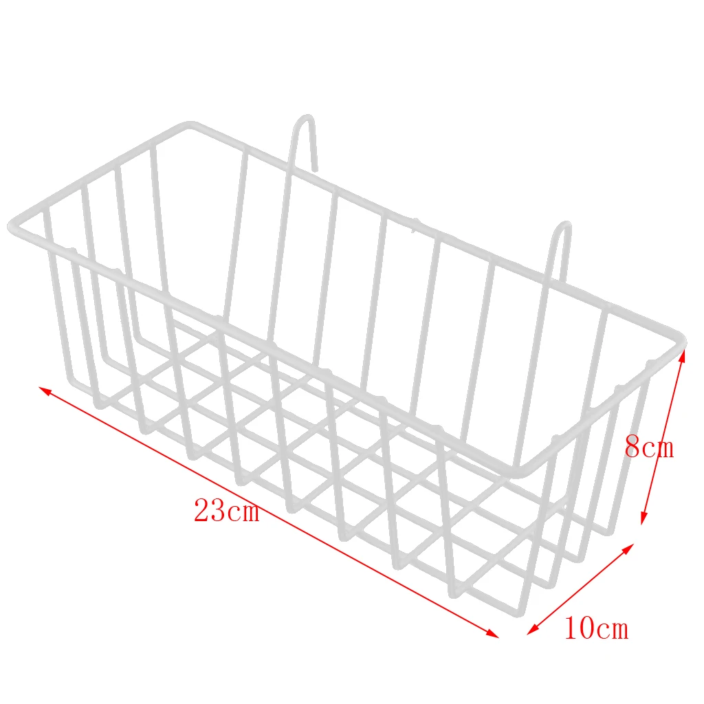 Grid Basket Wire Wall Basket with Hanging Hook, Wall-Mounted Organizer for Grid Panel, Wire Storage Shelf Rack-23x10x8cm - White Grid Basket Wire Wall Basket with Hanging Hook, Wall-Mounted Organizer for Grid Panel, Wire Storage Shelf Rack-23x10x8cm - White