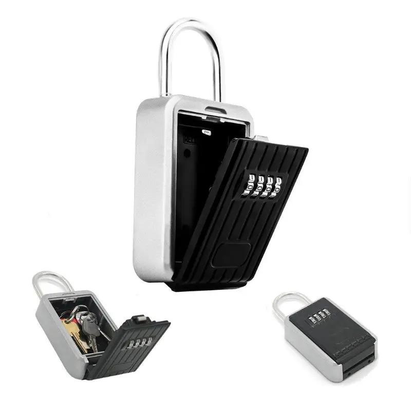 

Key Lock Box with 4-Digit Combination for House Key Wall Mounted Padlock D08B