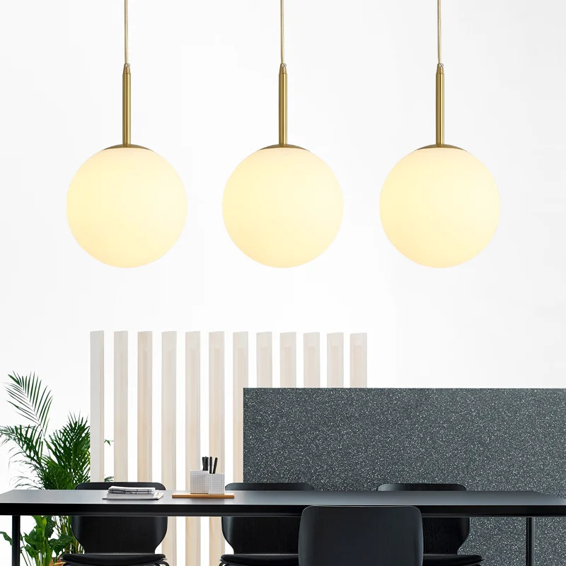 

Медная креативная Подвесная лампа для спальни, постмодерн, бар, столовая, белая фотолампа