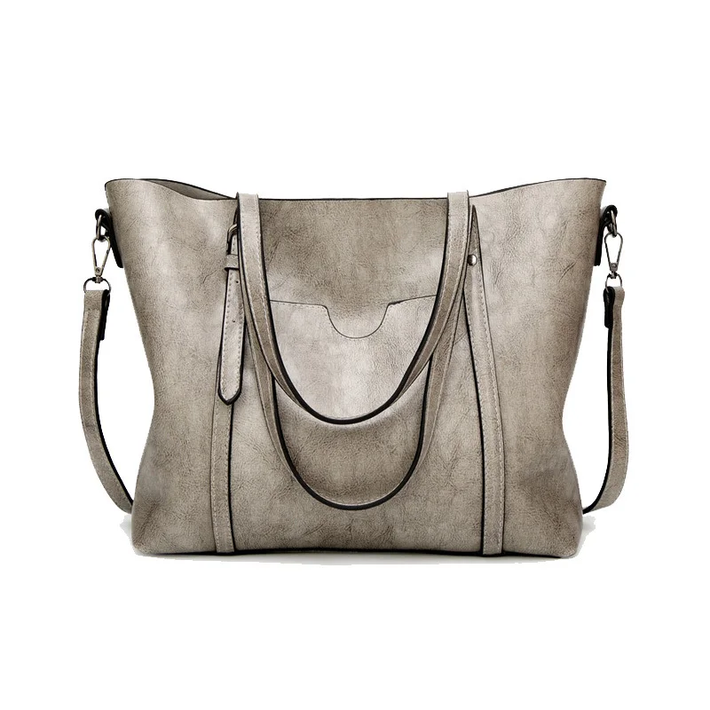 TTOU модная Большая вместительная женская сумка-тоут, качественная кожаная женская сумка на плечо, женская сумка для отдыха, женские сумки-мессенджеры - Цвет: Grey