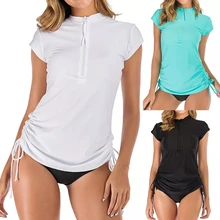 New Europe and the United States New Bikini Swimsuit Explosion Models Surf Clothing Zipper Tether Solid Color Swimwear Swim