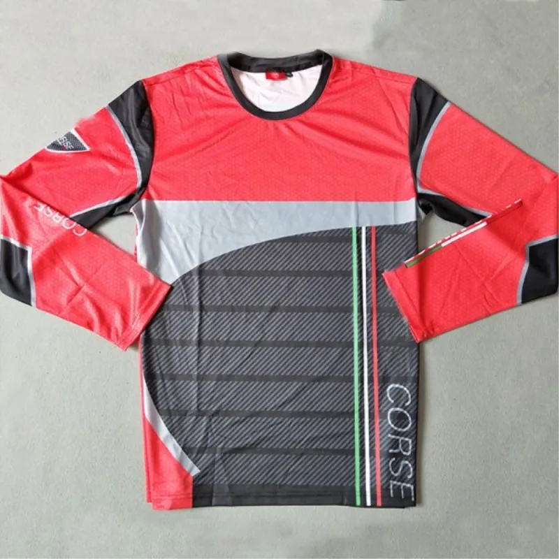 Мужская длинная футболка для мотоцикла, топы из дышащего Джерси для Ducati, аксессуары для мотора, катание по горам футболка "Велоспорт" Мотоцикл Джерси - Цвет: long