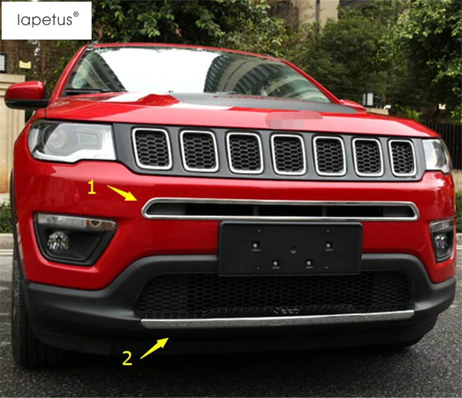 Lapetus аксессуары для Jeep Compass Передняя Нижняя крышка бампера пластина+ Передняя решетка гриль формовочная крышка комплект отделка