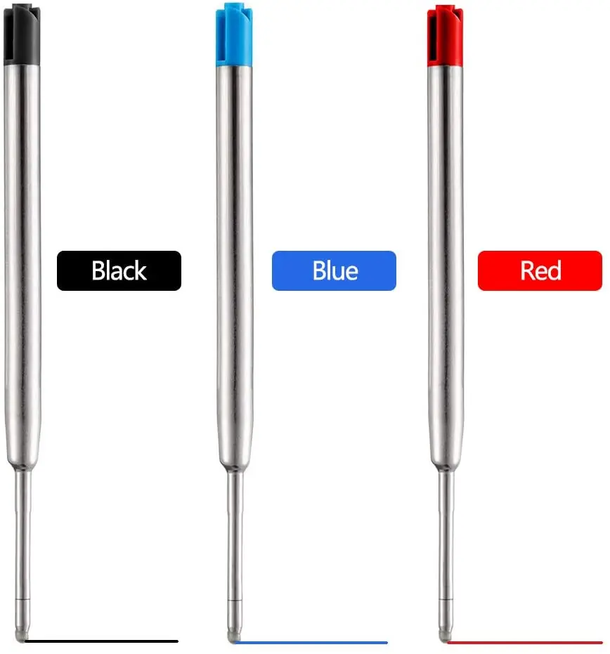 10 Pcs Black Blue Red Ink 1.0mm Ballpoint Pen Refills Nib Medium for Parker Pen 