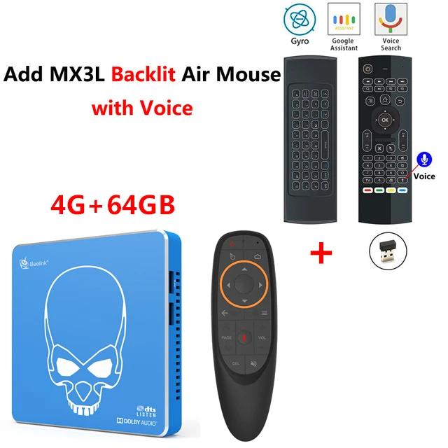 4GB64GB add mx3l mic Beelink GT-King Pro Smart Tv Box Amlogic S922X-H Android 9,0 4GB 64GB 2,4G 5,8G Wifi 1000M BT4.1 4K телеприставка медиаплеер - Цвет: 4GB64GB add mx3l mic
