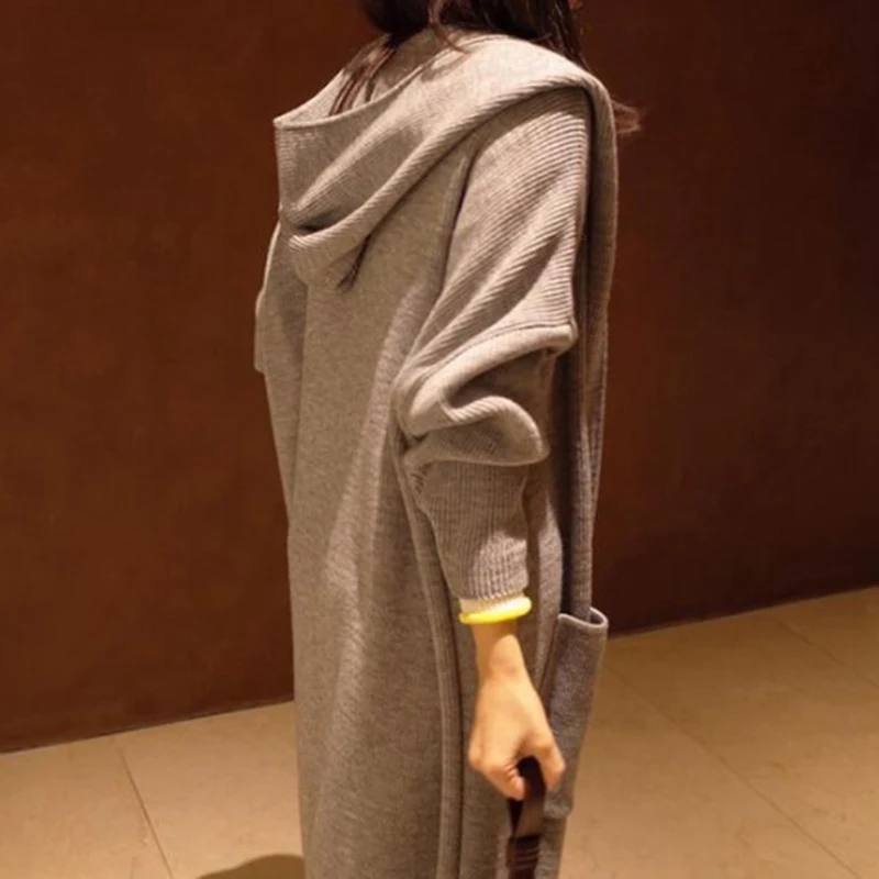 

Loose Hooded Sweater 2019 autumn and winter women long section plus thick cardigan hooded sweater coat