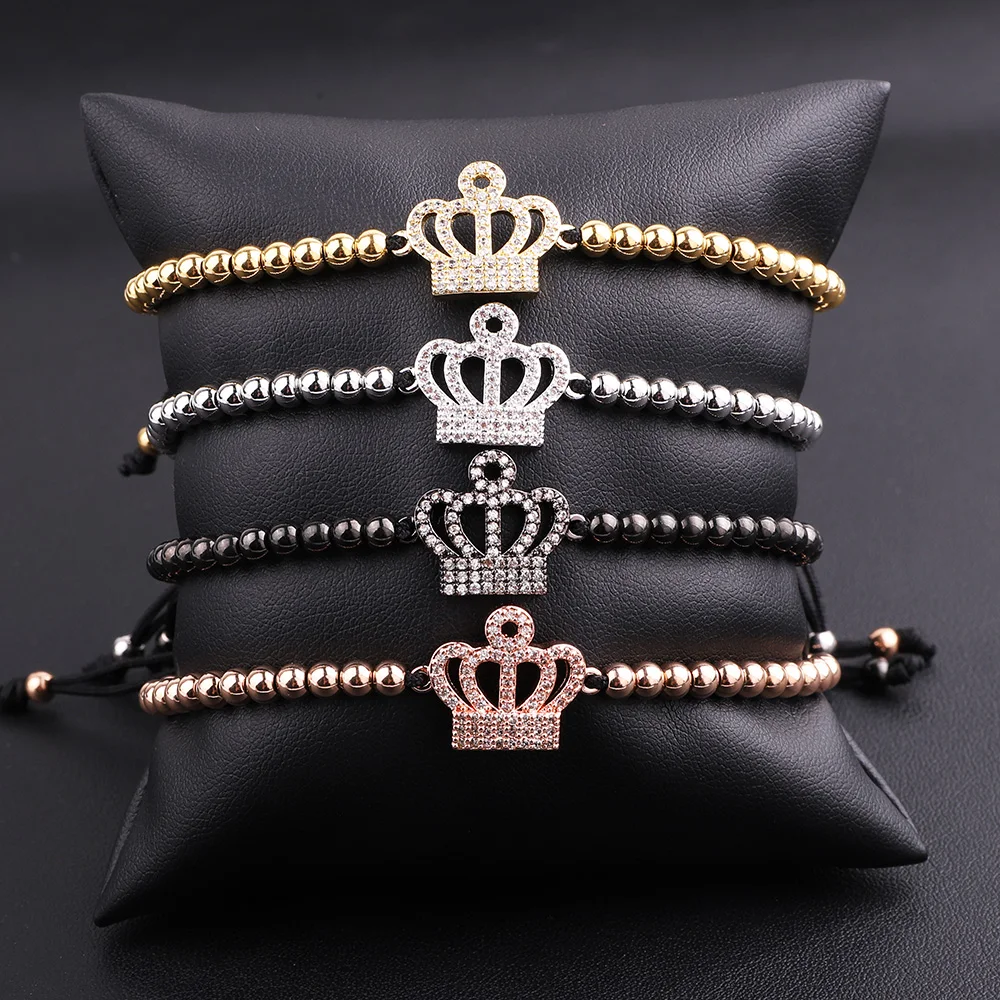 Jaravvi High Quality CZ Micro Pave Crown Stainless Steel Beads Handmade Cord Macrame Friendship Bracelet Men Women Jewelry Gift - Image 6