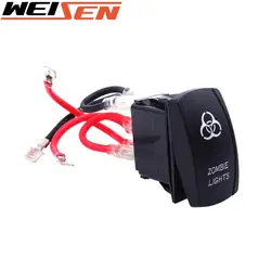 Lumières LED à bascule Zombie, interrupteur marche arrêt, 5 broches 20A 12V, bleu universel pour UTV Polaris RZR bateau Yamaha Viking Can AM Maverick 