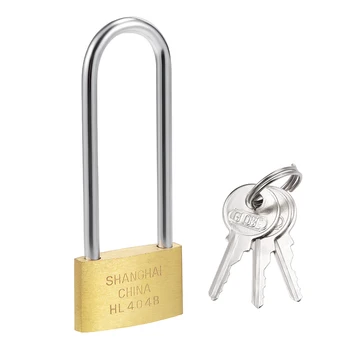 

uxcell Brass Padlock, Keyed Different, 40mm Wide Brushed Long Harden Shackle