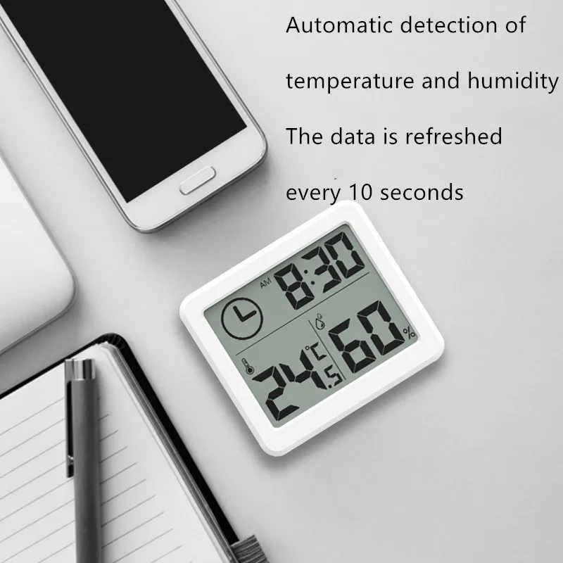 Multifunction Thermometer Hygrometer Automatic Electronic Temperature Humidity Monitor Clock 3.2inch Large LCD Screen thermometer hygrometer,temperature and humidity meter,hygrometer thermometer