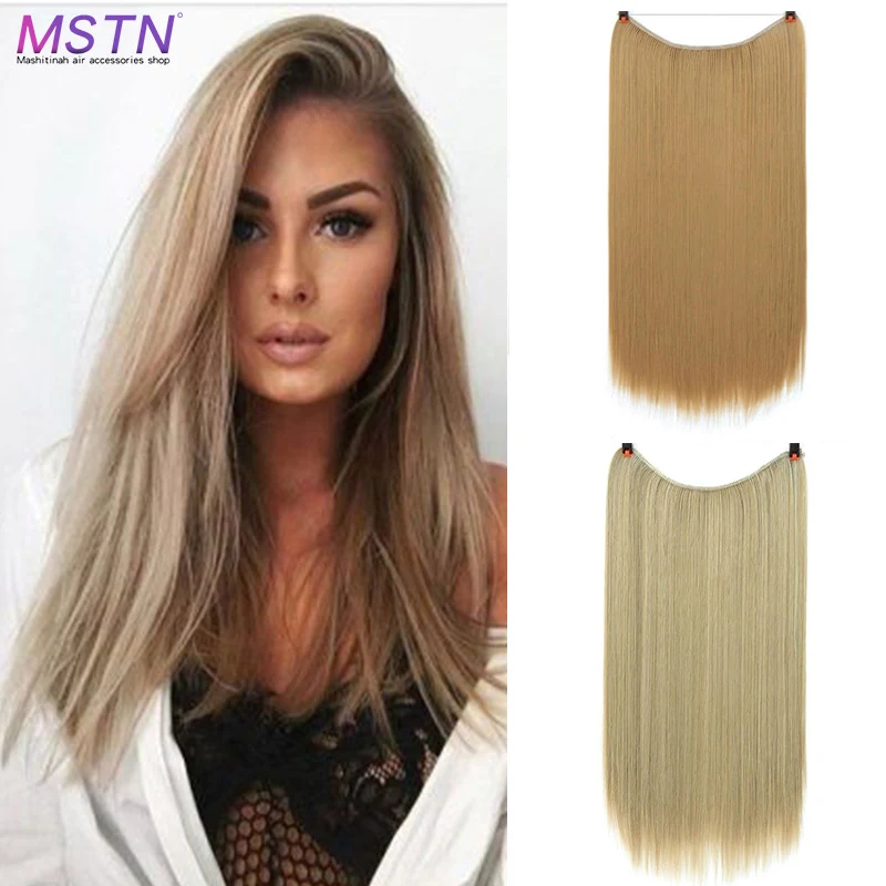 

MSTN Invisible Line Hair Extension Straight Hair Wave Synthetic Secret Fish Line Hair Piece Hair Extension Headwear