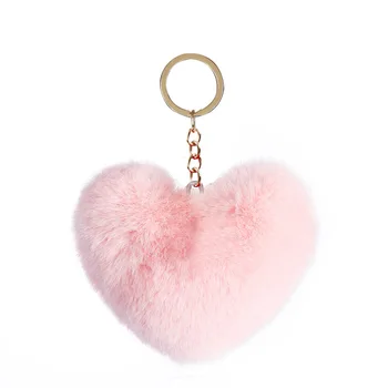 

Fashion Imitation Rex Rabbit Hair Multicolor Love Pendant Plush Peach Heart Key Ring Heart-shaped Bag Ring Buckle Pendant
