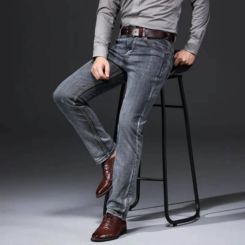 Джинсы мужские прямые стрейчевые эксклюзивный дизайн повседневные зауженные