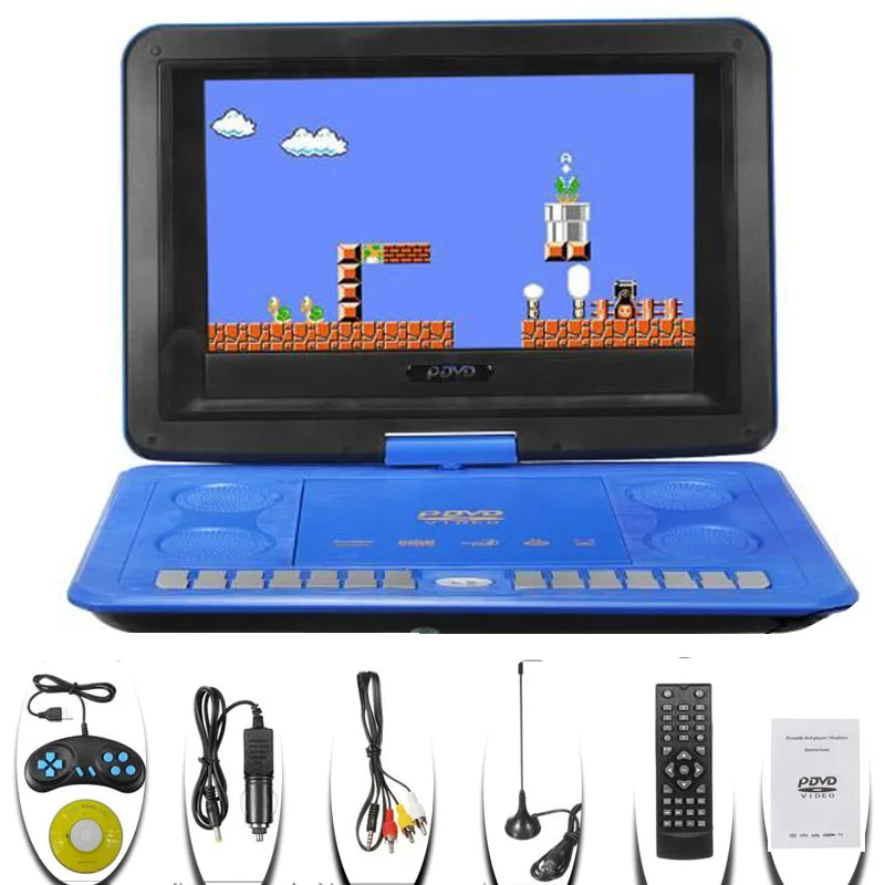 

13.8 Inch LCD Screen Laptop Structured DVD Disc Video Game Player With Gamepad Disc TV Antenna Remote Controller EU Plug Charger