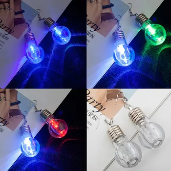 

New Korean Version of Harajuku Personality Funny Nightclub Bundi Colorful Luminous Bulb Earrings for Women Party Gift Jewelry