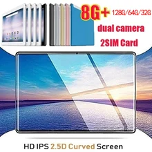 Tablet PC Android 8.0 D-Screen Wifi Dual-Camera Octa-Core 8GB Metal 1280x800 IPS 64G/16G