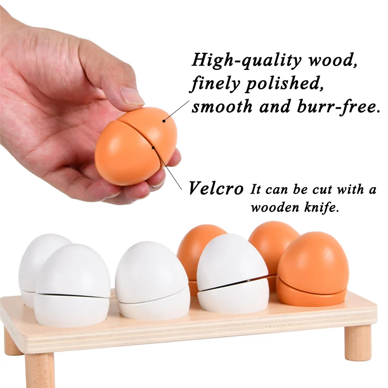 Pretend Kitchen Kids Toys Simulation Food Wooden Egg Set Magnetic Paste Eggs Pretend to Play Cutting Food Girl Cooking Games New