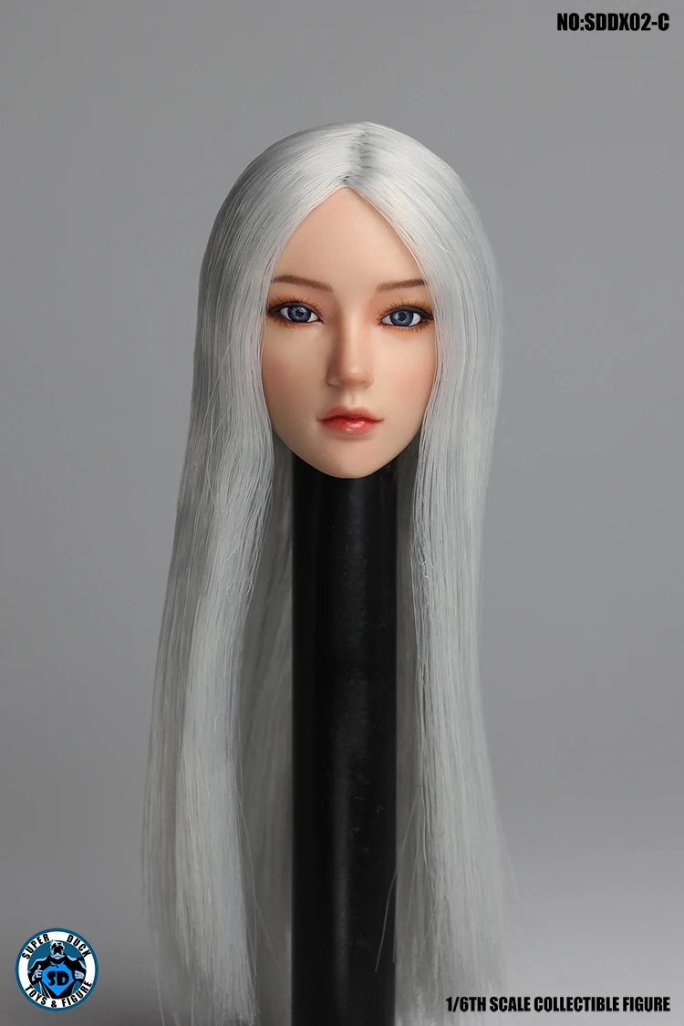 Stock SUPER DUCK 1/6 SDDX02 Sexy Asian Beauty Girl Head Scuplt Moveable Eyes Version for 12inch Phicen Tbl Jiaoudoll pale body