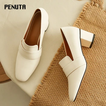 

2020 PENUTA Fetish High Heels New Designer Beige Shoes Brand Women Pump Shoes Concise Work Heels Mary Jane Shoes For Women G0039