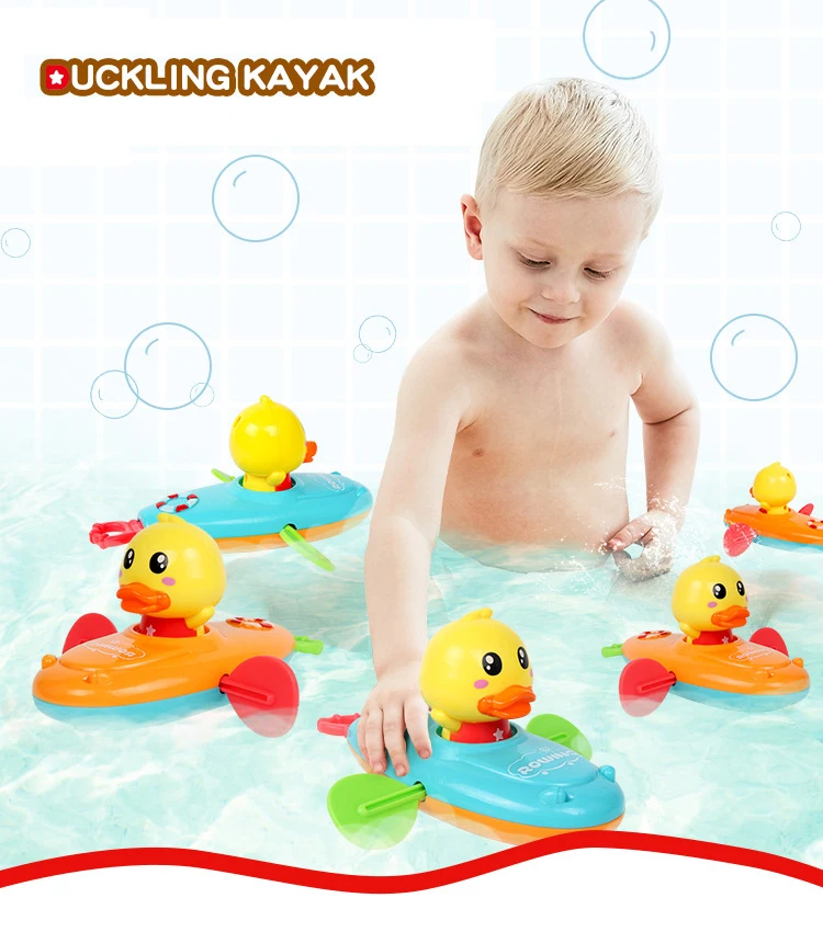 1 pcs Cute Cartoon Duck Bath Toys Classic Water Toy Back Rowing Boat  Baby Bathing Swim Duck Chain Clockwork Toy for Children Baby & Toddler Toys near me