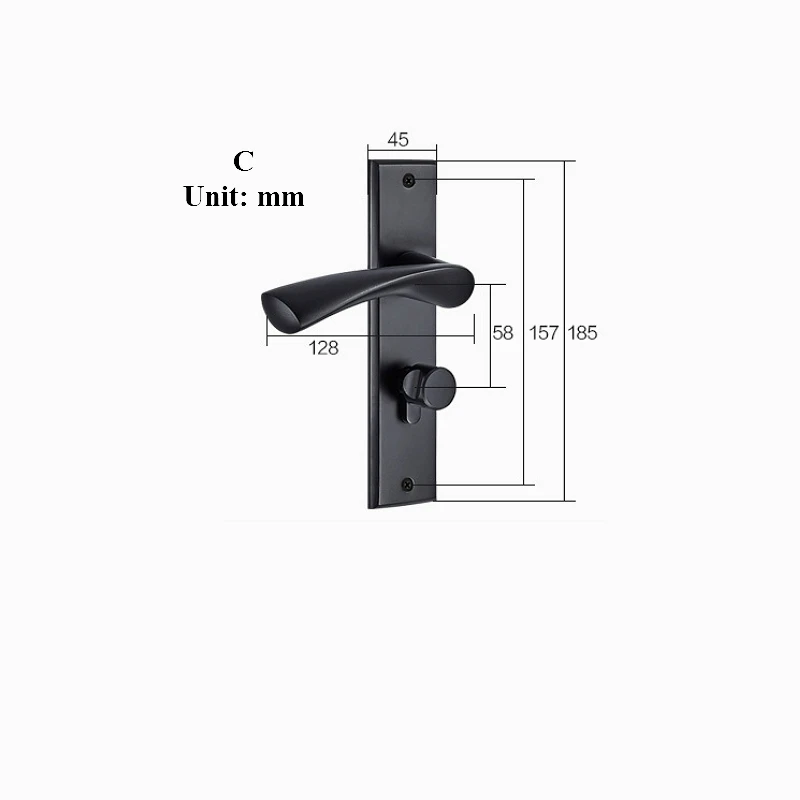 Черный дверной замок, алюминиевая древесина, бесшумный дверной замок, спальня, минималистичный замок с внутренней дверной ручкой, цилиндр, замок на сумку - Цвет: C