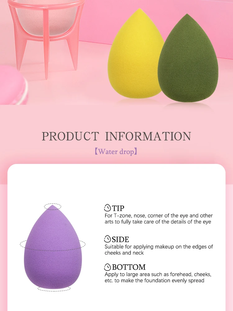 Description Picture 3 of item1 pc Makeup Sponge Water-drop Shape Foundation Concealer Sponge Mix Powder Cosmetic Puff women Make Up tools