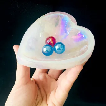 

Natural Quartz Bowl Heart Gift Carved Heart Shape Crystal Chakra Art Decoration Collectible