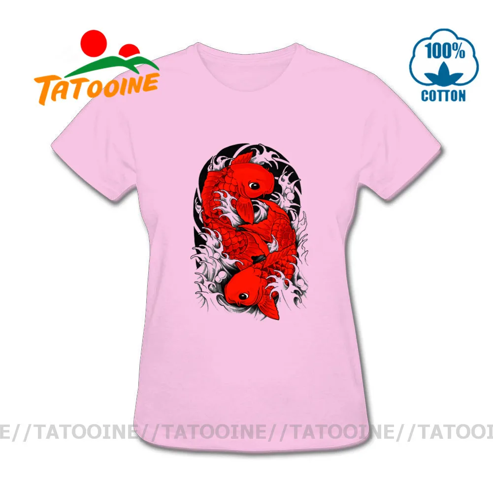 Элегантные женские футболки с изображением рыбы Koi mujer camisetas футболка в японском