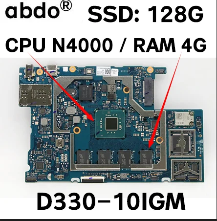 For Lenovo Ideapad D330-10IGM Laptop Motherboard.81h3 HSB JMV-6 E89382  motherboard with CPU N4000 RAM 4G SSD 128G 100% test work