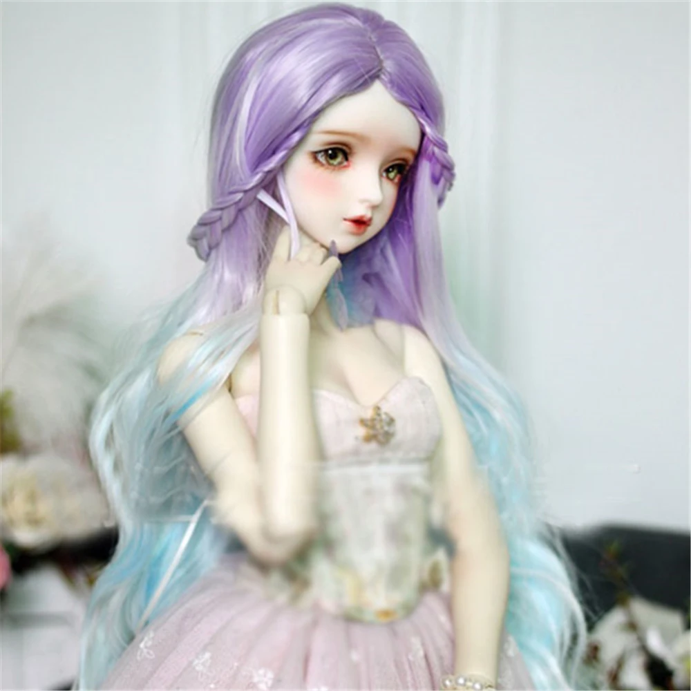 

2 Colors Purple Gradient Light Blue White Gradient Blue Curly Wig Dolls & Accessories for1/6 1/4 1/3 BJD Dolls