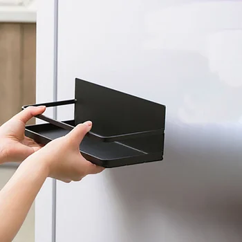 

Magnetic Sticker Refrigerator Rack Kitchen Multifunctional Iron Art Storage Rack Refrigerator Side Wall-mounted Rack (white)