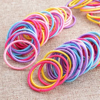 

New 100pc Girls Elastic Colors Nylon Hair Lot crease hair bands baby ponytail holder girl hair elastics bulk Hair Accessories