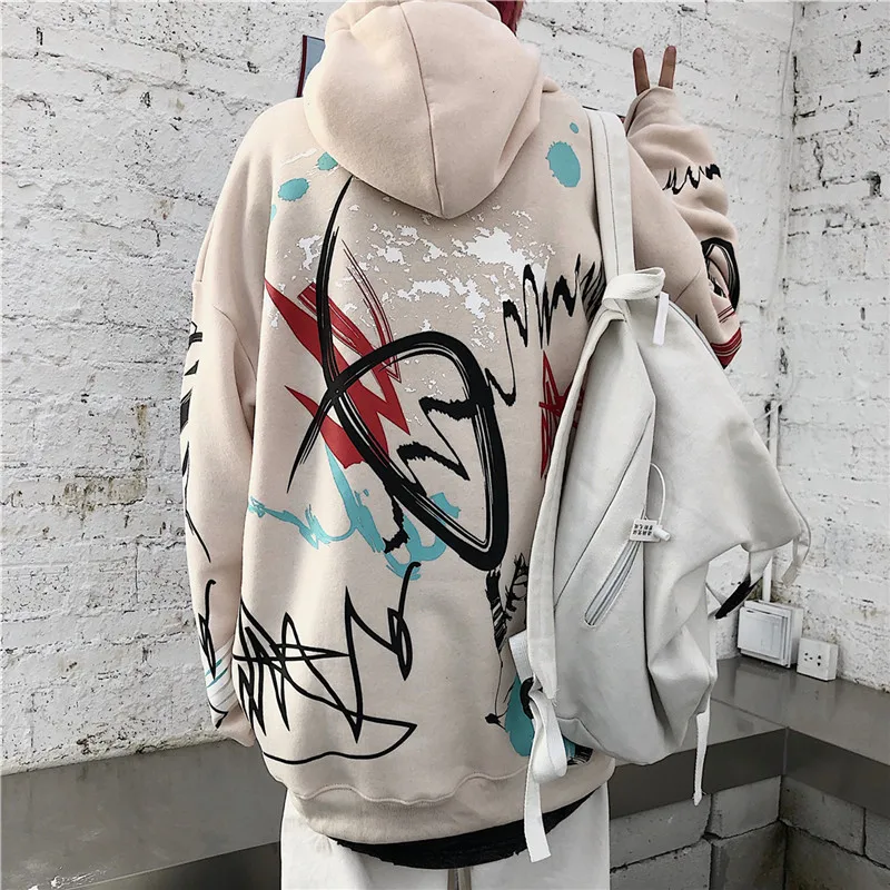 Lychee Harajuku граффити женские флисовые толстовки с капюшоном повседневные свободные женские толстовки пуловеры весна осень зима женские топы