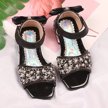 

Rhinestone Princess Sandals Summer Girls Shoes Fashion Kids Dance Shoes With Heel Anti Slip Latin Dance Shoes Girl Sandals