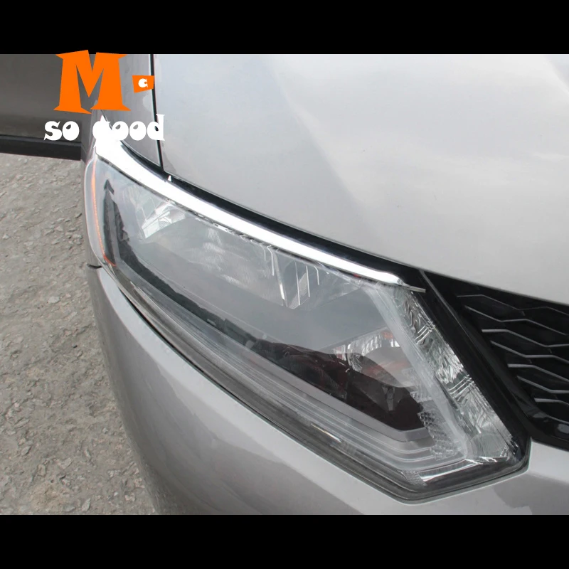 

2014 2015 2016 For Nissan X-Trail Rogue T32 Car Head Light Eyebrow Cover Front Lamp Trim Headlight ABS Chrome Auto Accessories