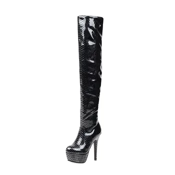 

2020 New Over The Knee Women Boots super High Heel platform Shoes woman Pointed Toe Woman Long Boots large Size 34-43