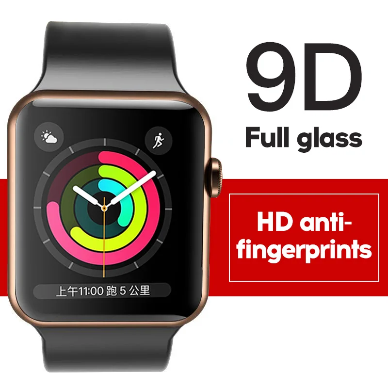 9D стеклянная пленка для Apple Watch Series 4 3 2 1 полное покрытие из закаленного стекла iWatch