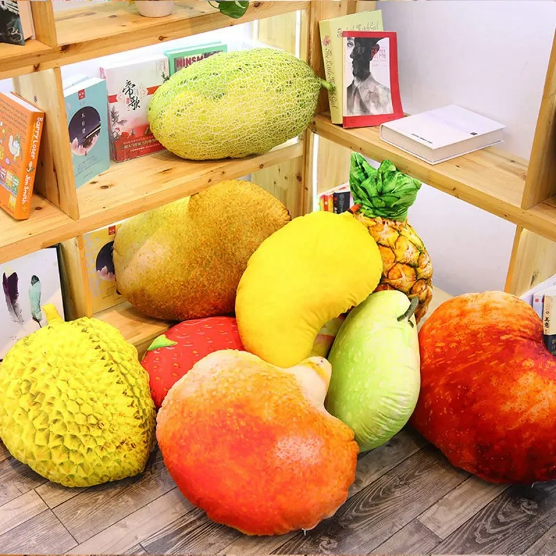 

Yangzhou Michaux Creative Double-Sided Printed Fruit Pillow Plush Strawberry Durian Mango Home Cushion Birthday Gift