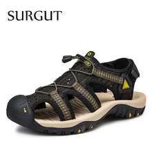 SURGUT/Классические Для мужчин мягкие, удобные сандали мужские летние туфли новые сетчатые Одежда высшего качества римские сандалии обувь для Для мужчин большие размеры 47
