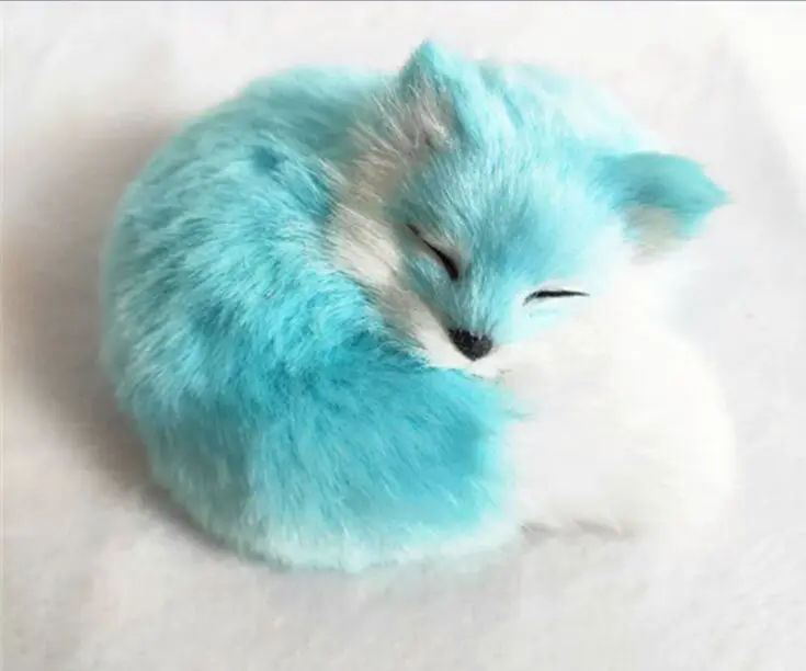 New Small Cute Real Life Sleeping Fox Model Plastic&furs Blue Fox Doll Gift  About 10cm Xf2728 - Figurines & Miniatures - AliExpress