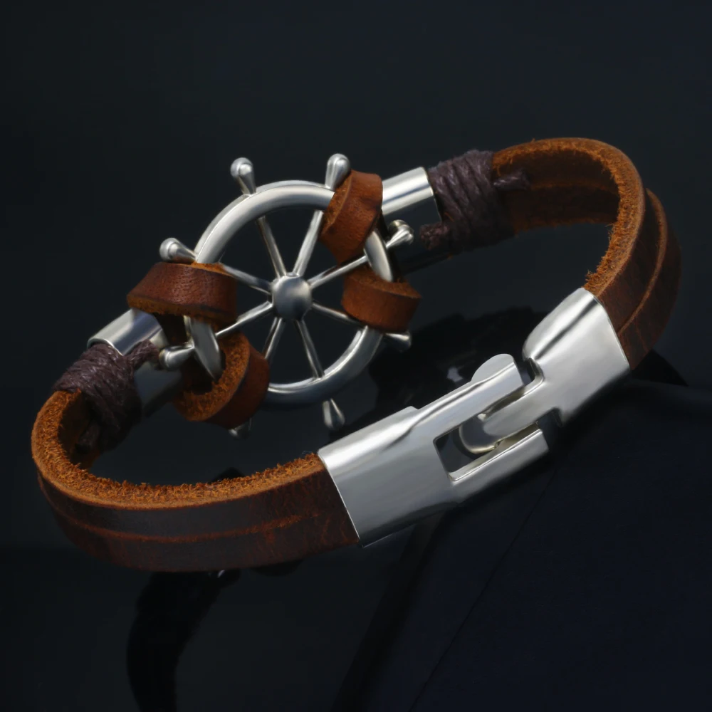 Vintage Brown Leather Bracelets for Men Women