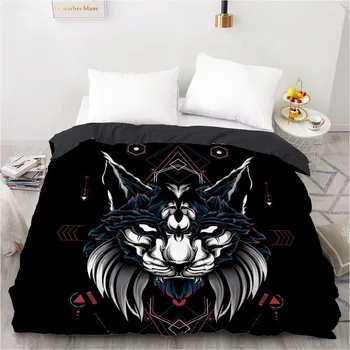 

3D Duvet Cover Quilt Covers Comforter Case Black 220x260cm Queen Animal Wolf Design Custom Bed Linens Bedding Bag Bedspread