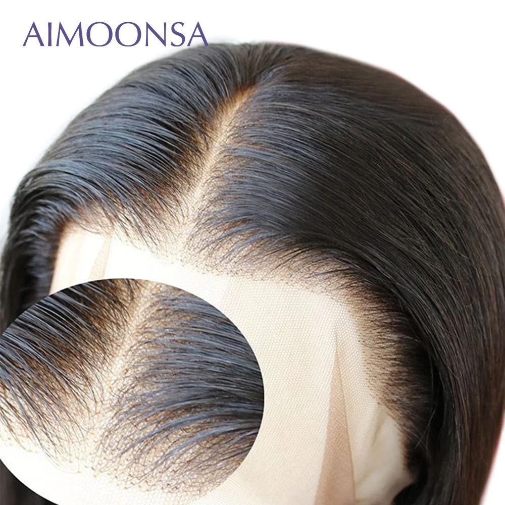 

Straight Human Hair Wigs Bob Transparent 13*6Lace Front Wigs Natural Hair Pre Plucked Lace Wig Bleached Knots Remy Hair Aimoonsa