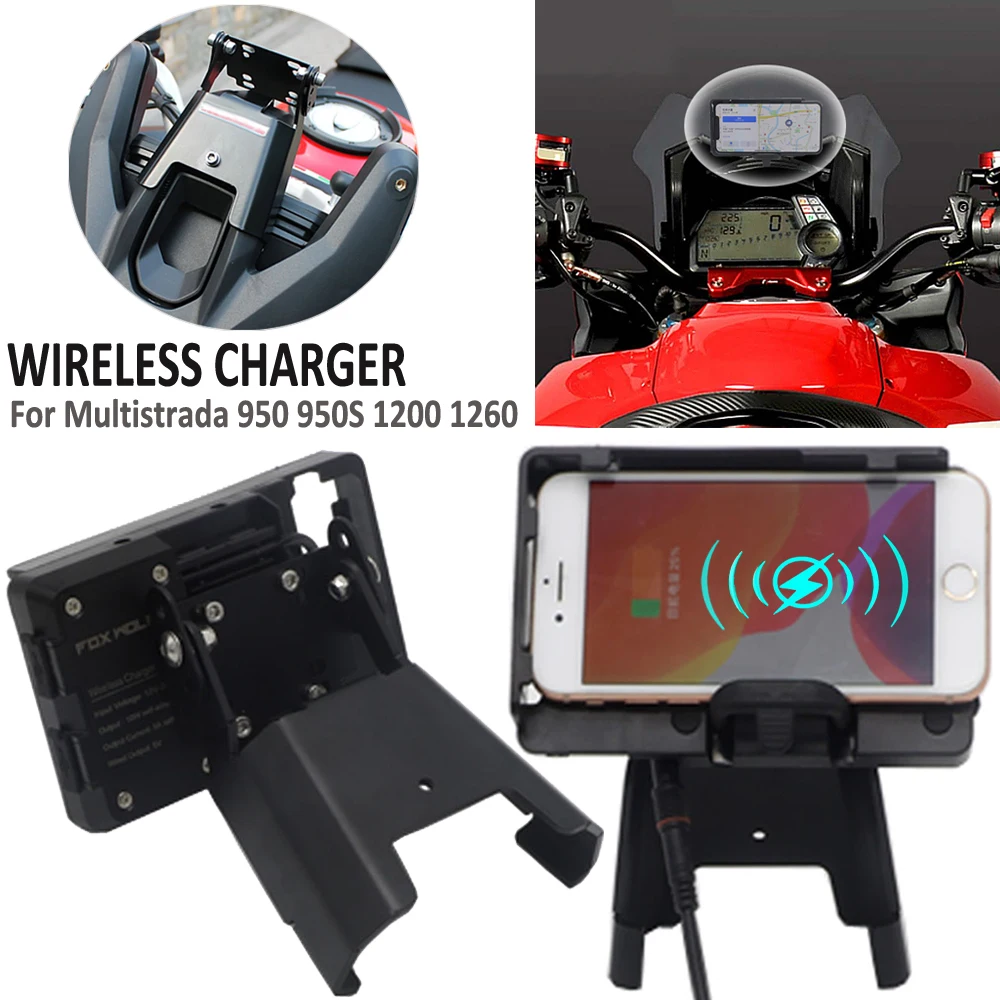 

Подставка для мотоцикла Ducati Multistrada 1200 950 950S 1260 1260GT, держатель для смартфона, Беспроводная зарядка, кронштейн для GPS-навигации