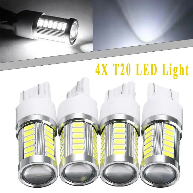 4* T20 W21W 33SMD LED No Error Car Reverse Brake Backup Dome Map Light Lamp 12V