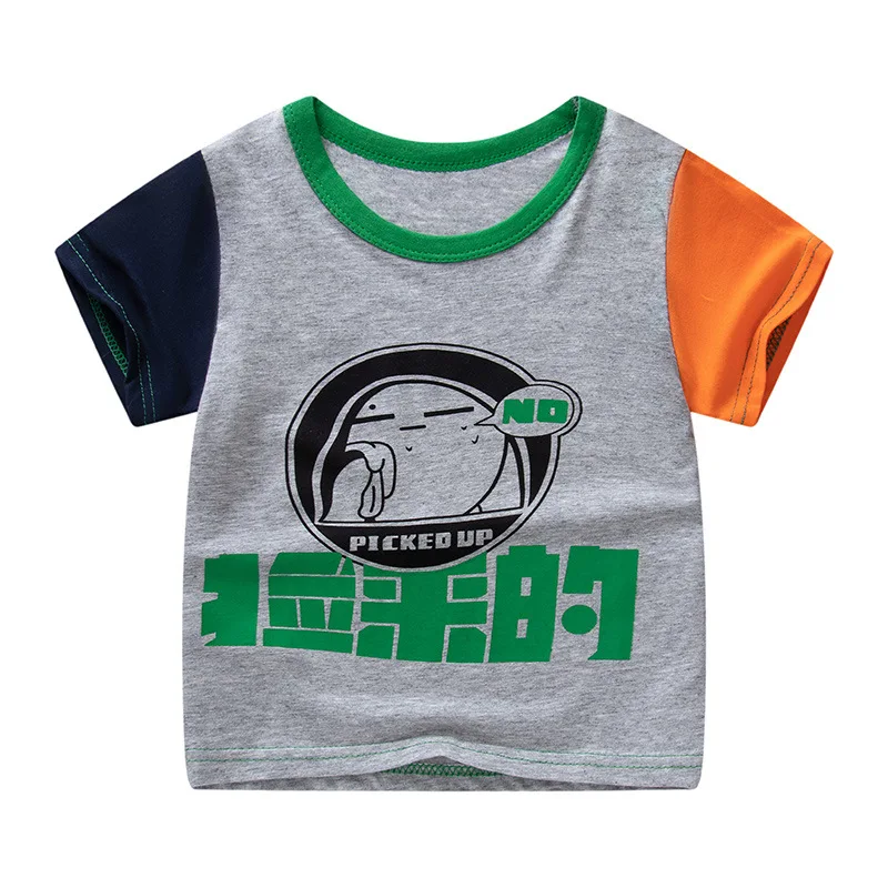 

Summer Cotton Girls & Boys Short Sleeve T Shirts Cartoon Dinosaur Print T-shirt Striped Tee Shirt Girls Tops For Kids Clothing