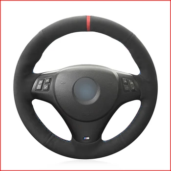 

Mewant Black Suede Red Marker and Sew Car Steering Wheel Cover for BMW M Sport M3 E90 E91 E92 E93 E87 E81 E82 E88 X1 E84