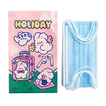 

100pcs Cartoon Print Ziplock Bag Packaging Storage Bag Plastic Organizer