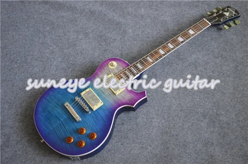 Suneye-Guitarra eléctrica estándar Tiger Flame, acabado brillante, Kit de Guitarra para zurdos, personalizado